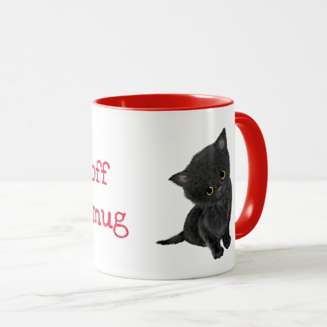 Cute chaton noir personnalisé mug (Devant droit)