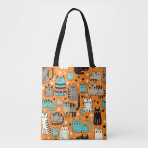 Cute Chats Avec Sac fourre-tout Arrière - plan Ora