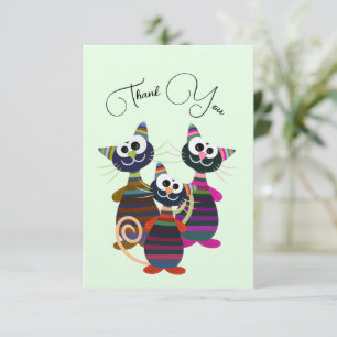 Cute chats colorés carte de remerciements