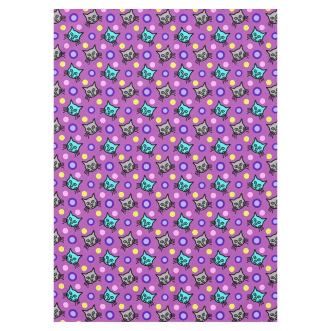 Cute Chats Motif en Violet Moyen Nappe (Devant)