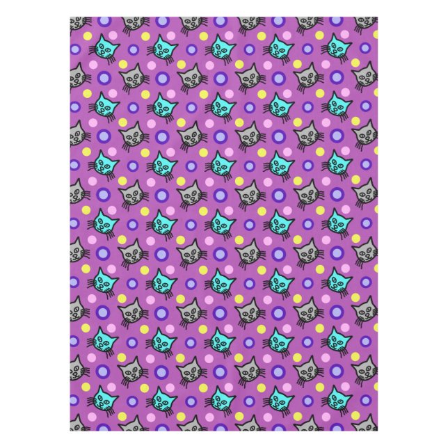 Cute Chats Motif en Violet Petite Nappe (Devant)
