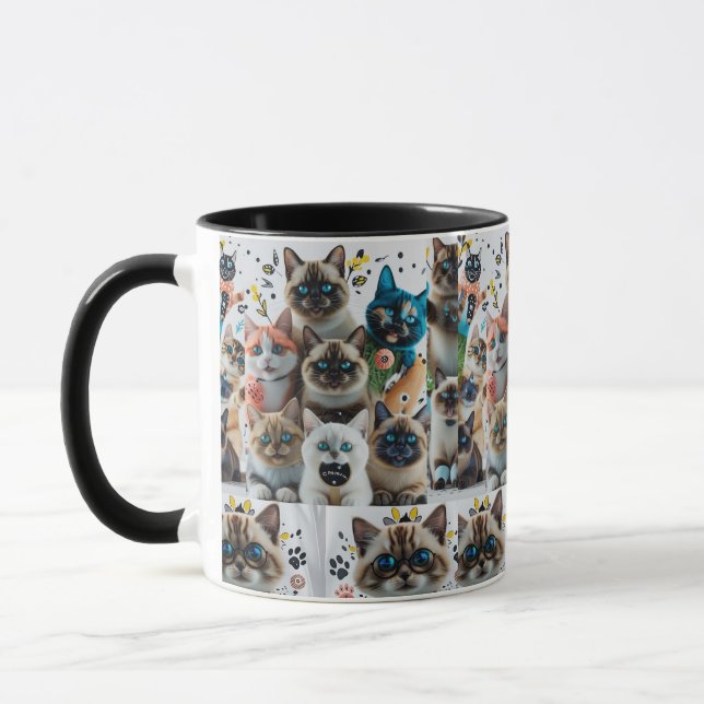 Cute chats siamois Motif Mug à deux tons (Gauche)