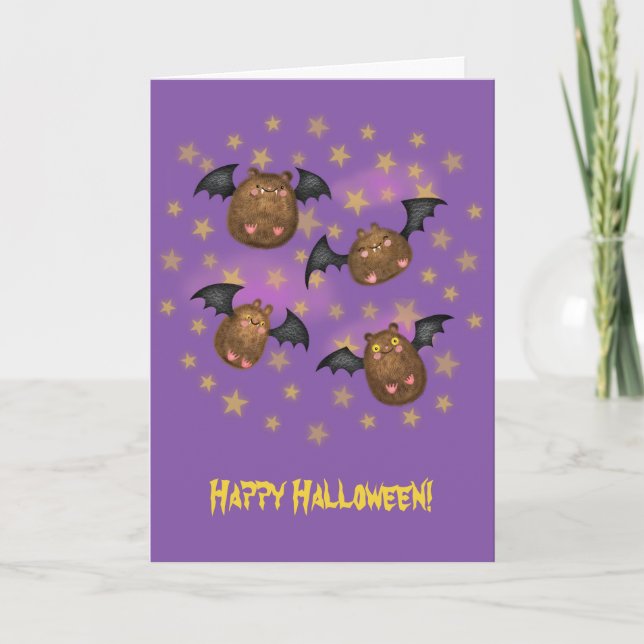 Cute chauve chauve carte Halloween (Devant)
