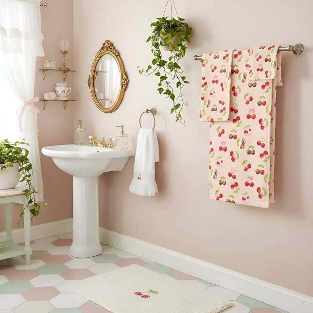 Cute Cherry and Bow Pattern Sweet Aesthetic  (Créateur téléchargé)