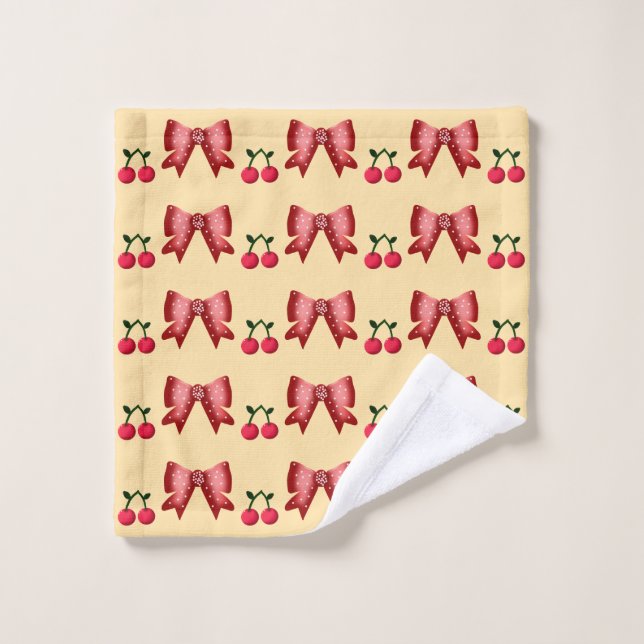 Cute Cherry Bow Seamless Pattern Pink Aesthetic Ka (Gant de toilette)