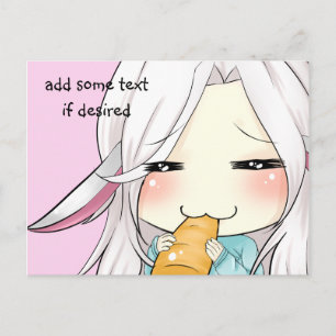 Cute chibi fille avec des oreilles lapin carte pos
