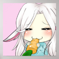 Cute chibi girl with bunny ears poster