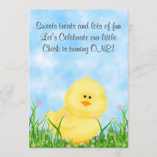 Cute Chick 1er Anniversaire Invitation pour filles