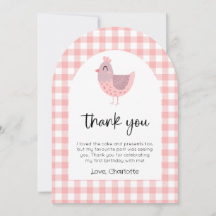Cute Chick Birthday Photo Carte de remerciements