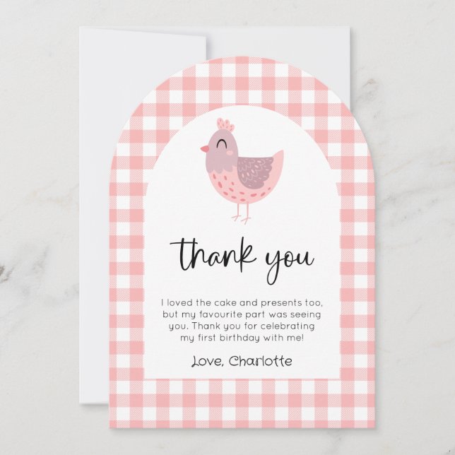 Cute Chick Birthday Photo Carte de remerciements (Devant)
