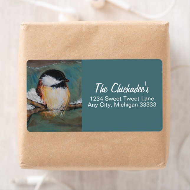 Cute Chickadee Chanson Étiquette d'art d'oiseaux (En situation)