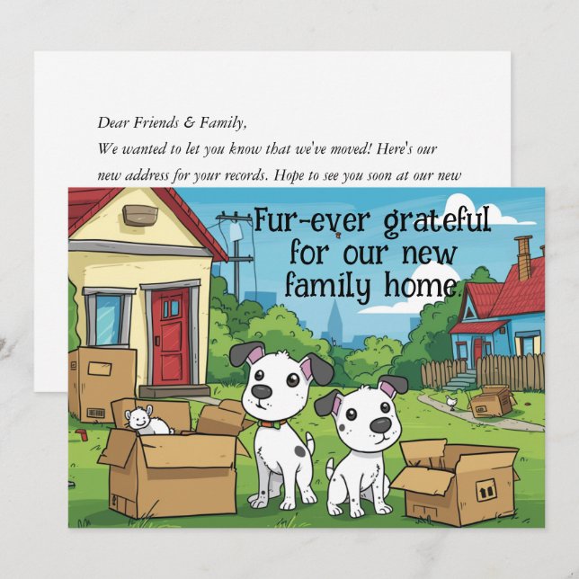 Cute Chien Nouveau Faire-part domestique (Devant / Derrière)