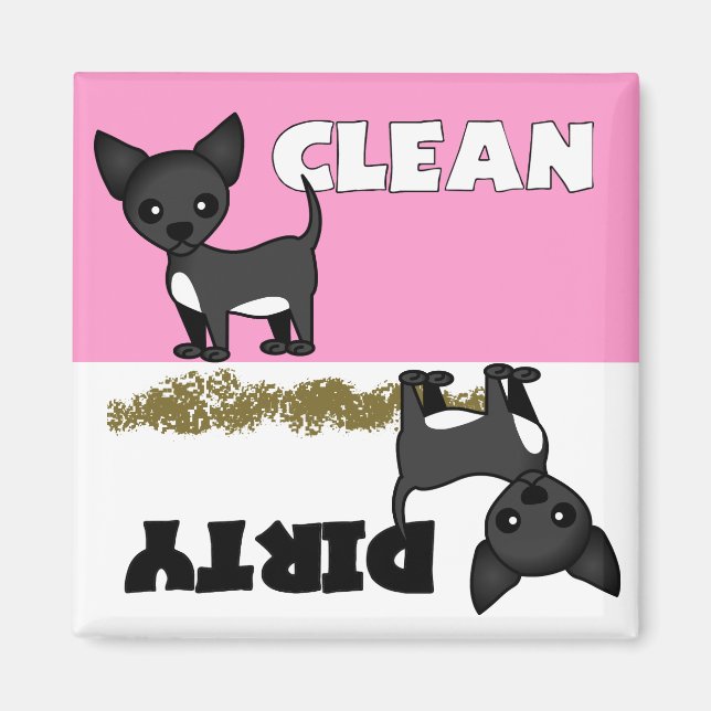Cute Chihuahua Propre / Lave-vaisselle sale Magnet (Devant)