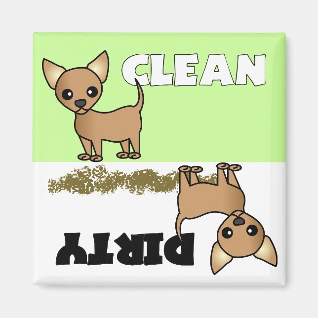 Cute Chihuahua Propre / Lave-vaisselle sale Magnet (Devant)