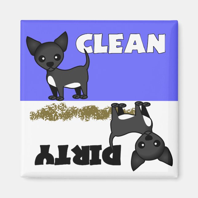 Cute Chihuahua Propre / Lave-vaisselle sale Magnet (Devant)