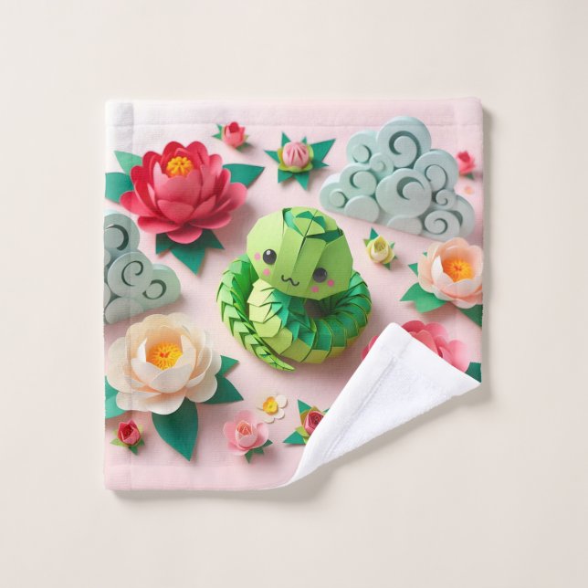 Cute chinois serpent du Nouvel An 2025 HT1 (Gant de toilette)