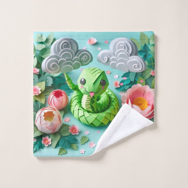Cute chinois serpent du Nouvel An 2025 WC2 (Gant de toilette)