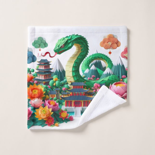Cute chinois serpent du Nouvel An 2025 WC6 (Gant de toilette)