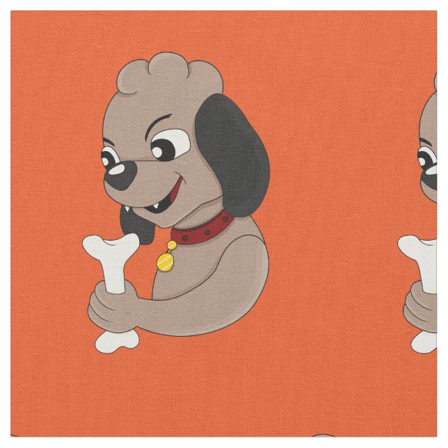 Cute chiot chien dessin animé tissu (Fermer)