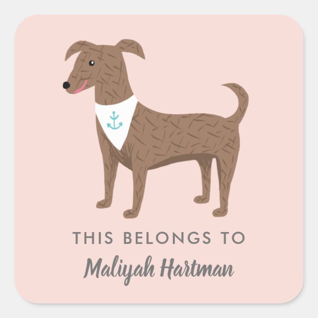 Cute chiot filles Nom de l'école Étiquettes (Devant)