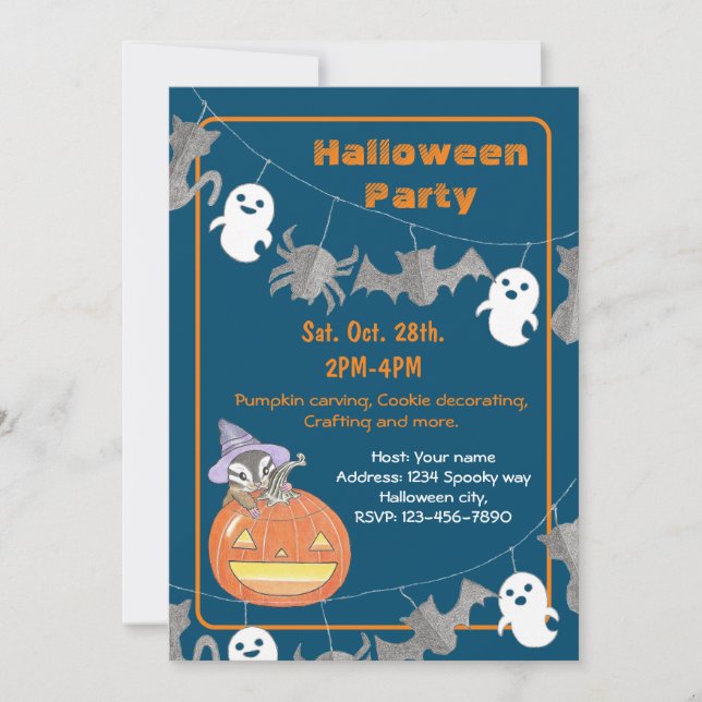 Cute Chipmunk Enfants Halloween Fête Invitation (Devant)