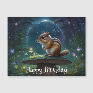 Cute Chipmunk sur Champignons dans le Jardin Magiq