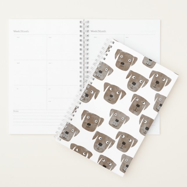 Cute Chocolat Labrador Retriever Dog Art Planner (Devant avec enveloppe)