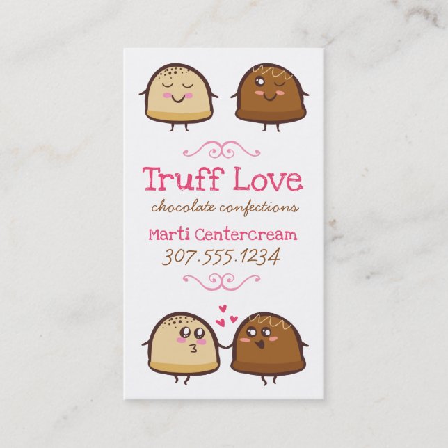 Cute chocolat truffes confections carte de visite (Devant)