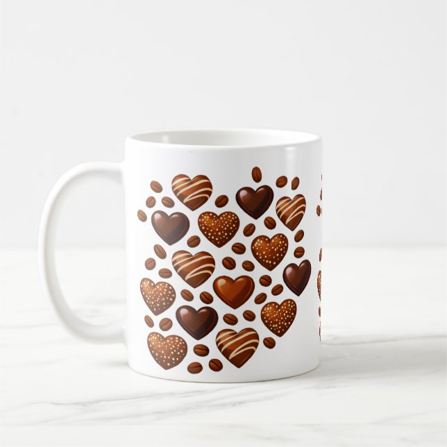 Cute Chocolate Hearts Mug - Sweet Candy Love Patte (Gauche)