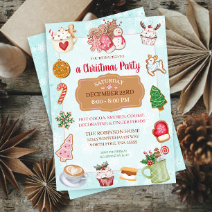 Cute Christmas Cookie Hot Cocoa Party Invitation