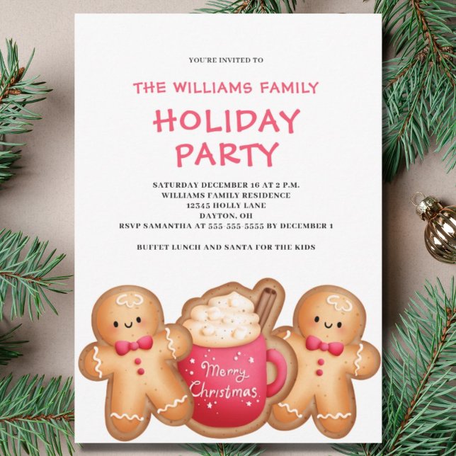 Cute Christmas Gingerbread Cocoa Party Invitation (Créateur téléchargé)
