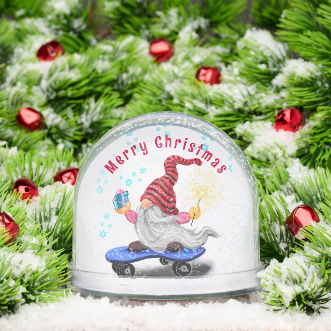 Cute Christmas Gnome Snow Globe (Noël)