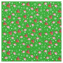 Cute Christmas Kitty Green Vacances Tissu