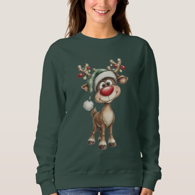 Cute Christmas Reindeer Sweatshirt (Devant)