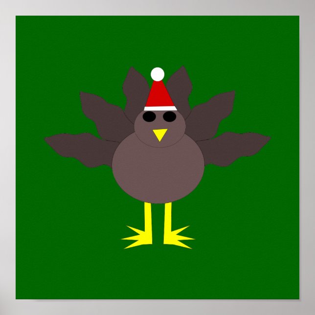 Cute Christmas Turkey Poster (Devant)