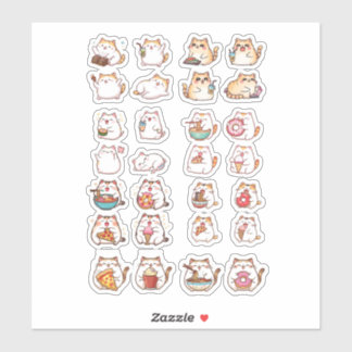Cute Chubby Kawaii Cat Food Stickers – Sushi, Rame