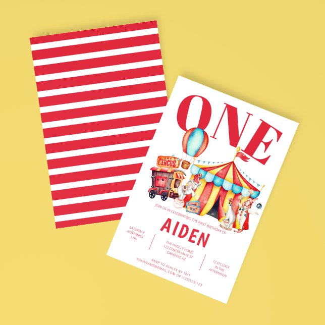 Cute Circus Big Top Invitation d'anniversaire pour (Créateur téléchargé)