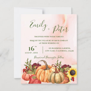 Cute Citrouille Floral Automne Feuilles Mariage de
