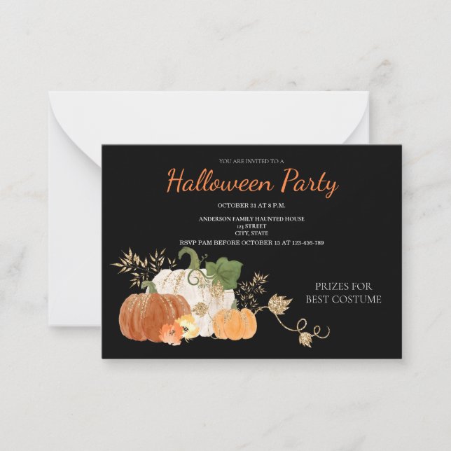 Cute Citrouille Floral Halloween Party Invitation (Devant)