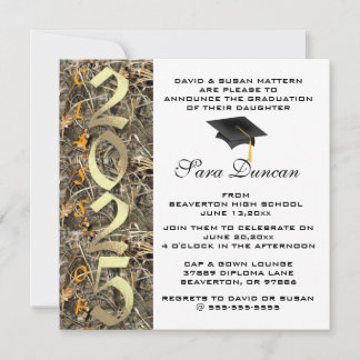 Cute Classic Country Camo 2025 Invitation de diplô