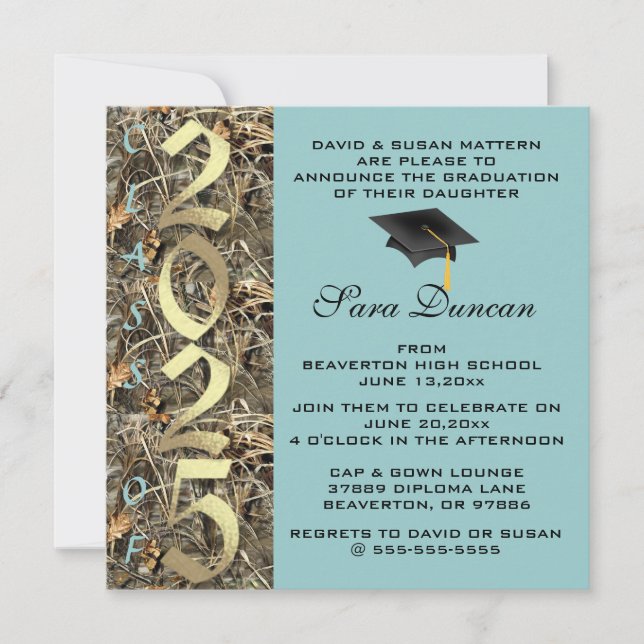 Cute Classic Country Camo 2025 Invitation de diplô (Devant)
