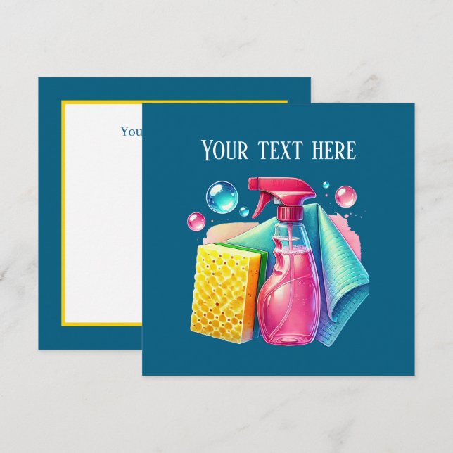 Cute cleaning business customizable Flat card (Devant / Derrière)