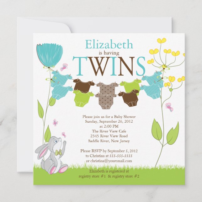 Cute Clothesline Multiples Invitations De Douche P (Devant)