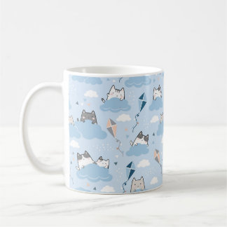 Cute Cloud Chat Mug - Chats et cerfs-volants adora