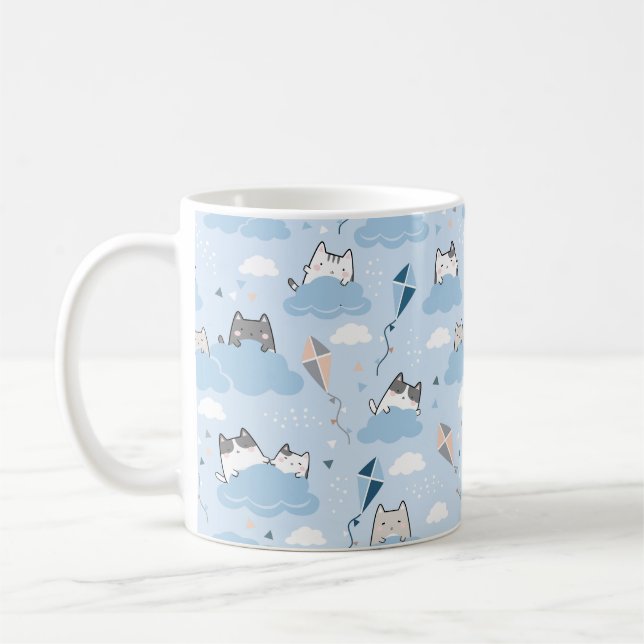 Cute Cloud Chat Mug - Chats et cerfs-volants adora (Gauche)