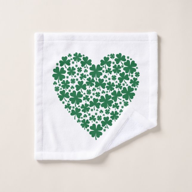 Cute Clover Coeurs Shamrocks St. Patrick's Day Cad (Gant de toilette)