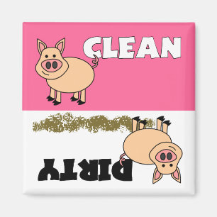 Cute Cochon propre / Lave-vaisselle sale Magnet