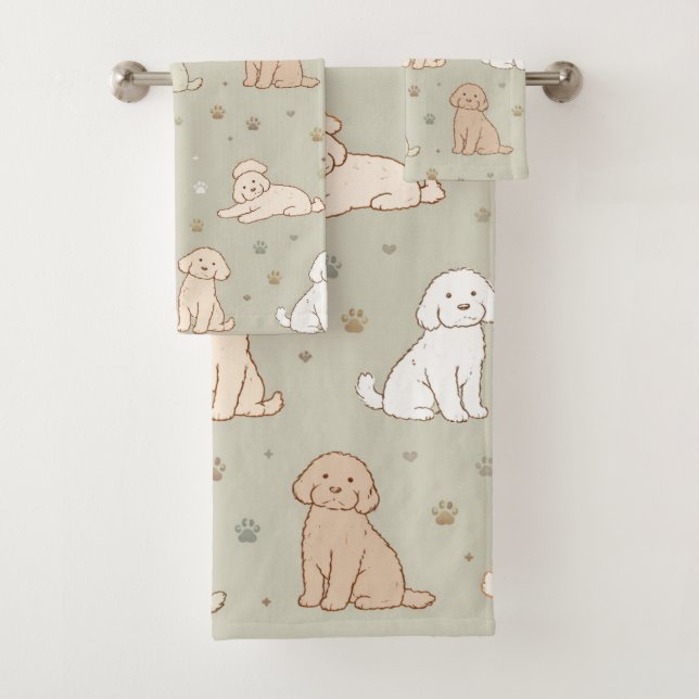 Cute Cockapoo Puppy Towel Set Dog Lover Gift (En situation)