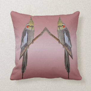 Cute Cockatiel Duo Coussin (mélange rose)