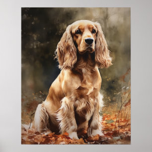 Cute Cocker Spaniel Dog Art Imprimer Poster